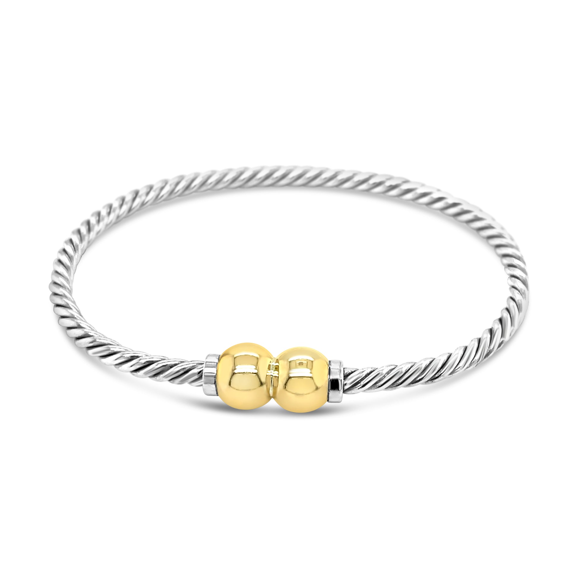 cape cod beachball bracelet 14k gold 925 sterling silver with 2 ball clasp and twisted wire