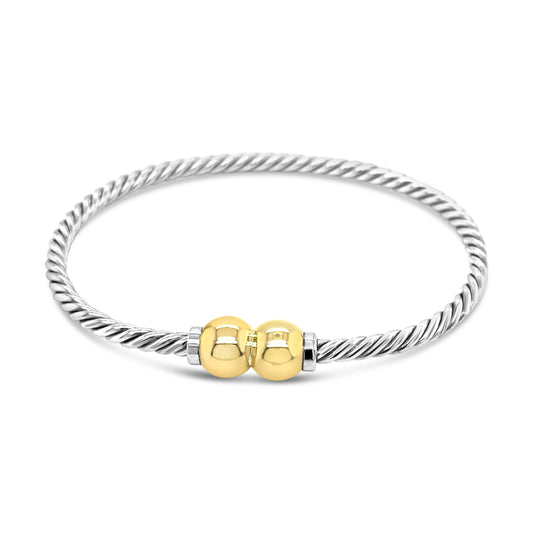 cape cod beachball bracelet 14k gold 925 sterling silver with 2 ball clasp and twisted wire