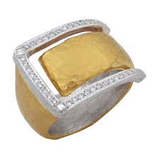 lika behar buckle ring sterling silver and 24k gold with diamonds