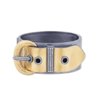 Deco Bracelet by Lika Behar, 925 oxidized silver and 24k carat gold