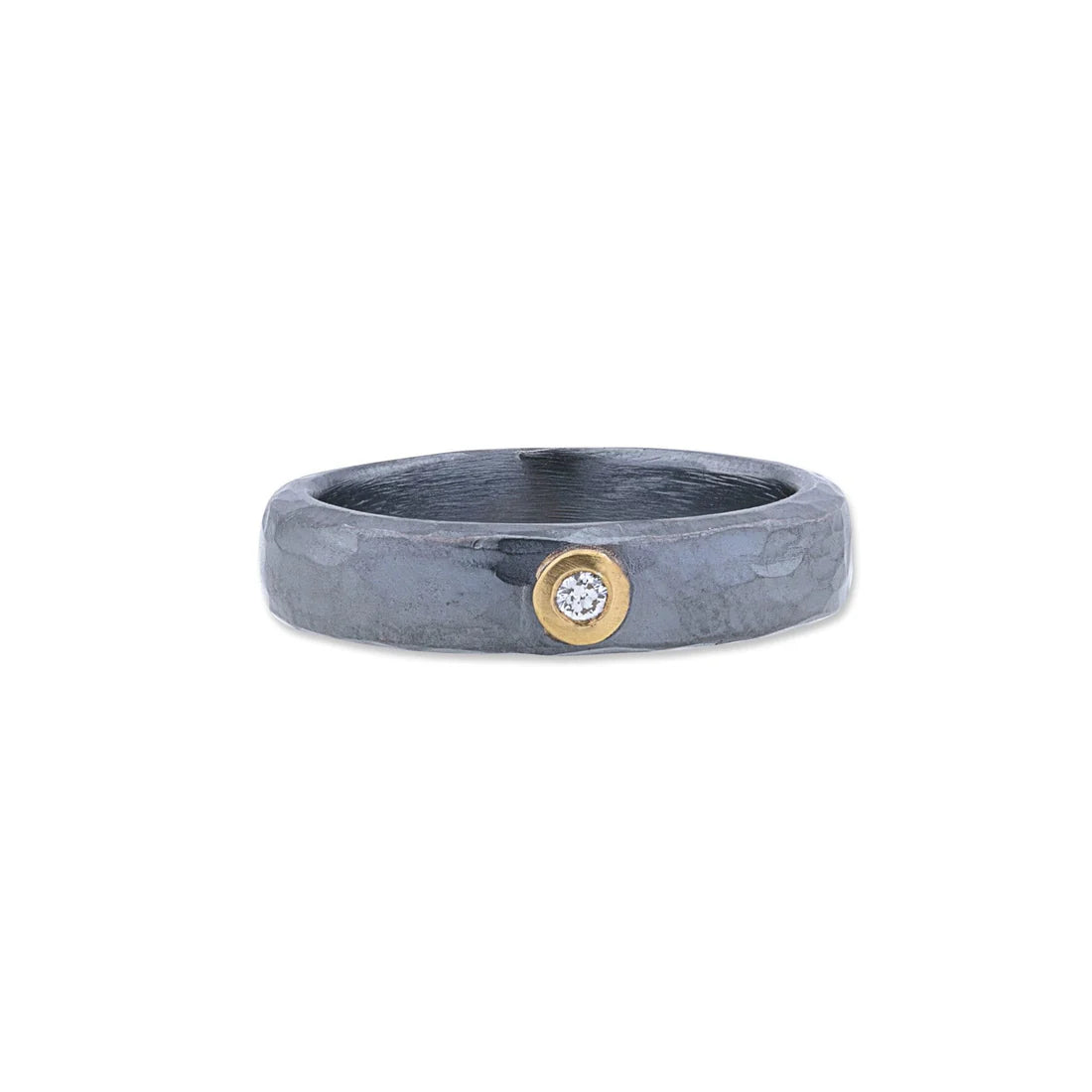 lika behar stockholm-1 ring oxidized sterling silver and gold with diamond band