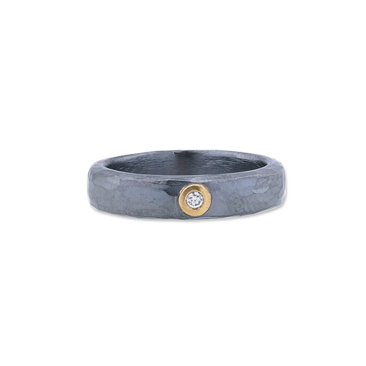 lika behar stockholm-1 ring oxidized sterling silver and gold with diamond band