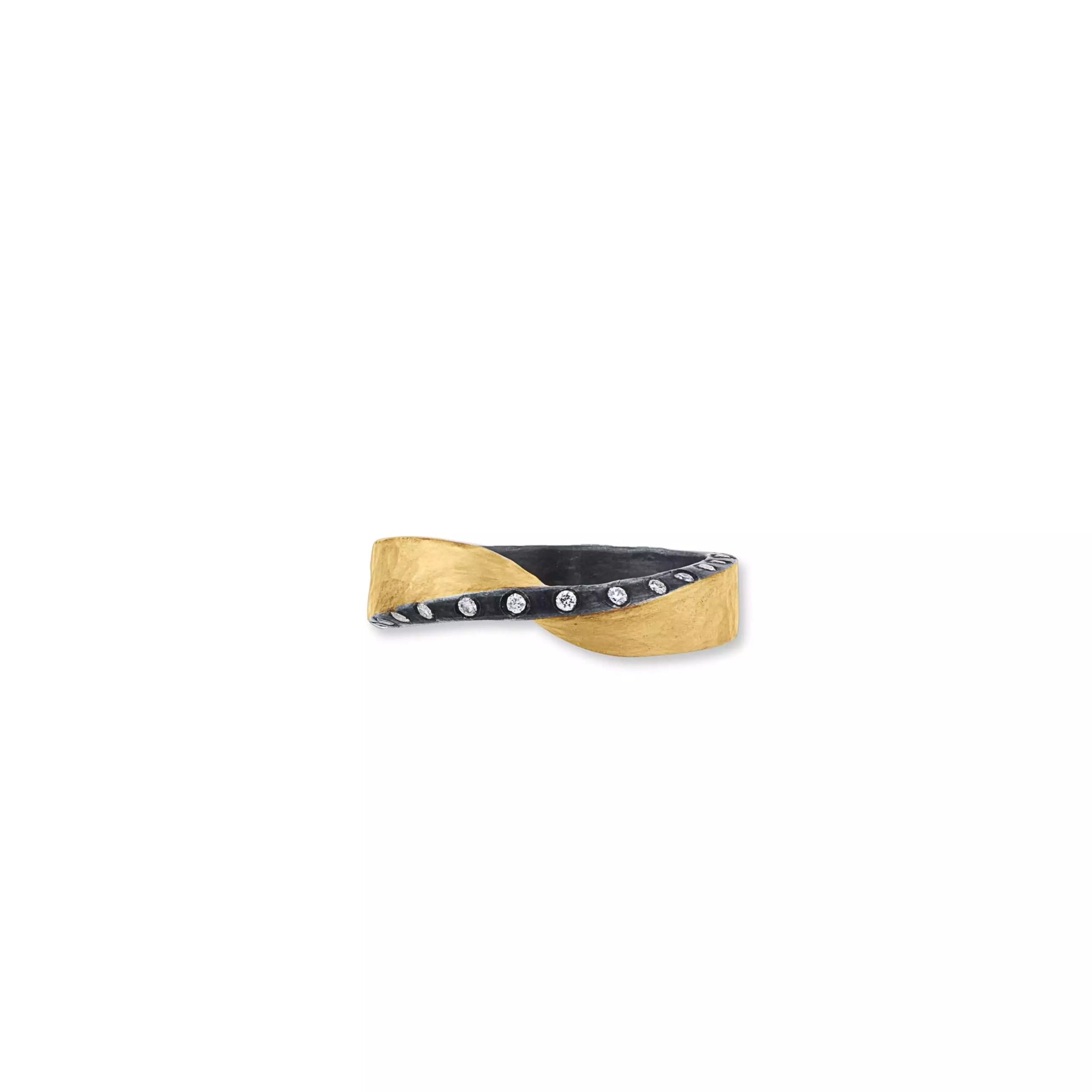 lika behar twist ring oxidized silver and 24k gold with diamonds