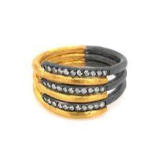 Lika Behar Zebra ring oxidized silver and 24k gold with diamonds