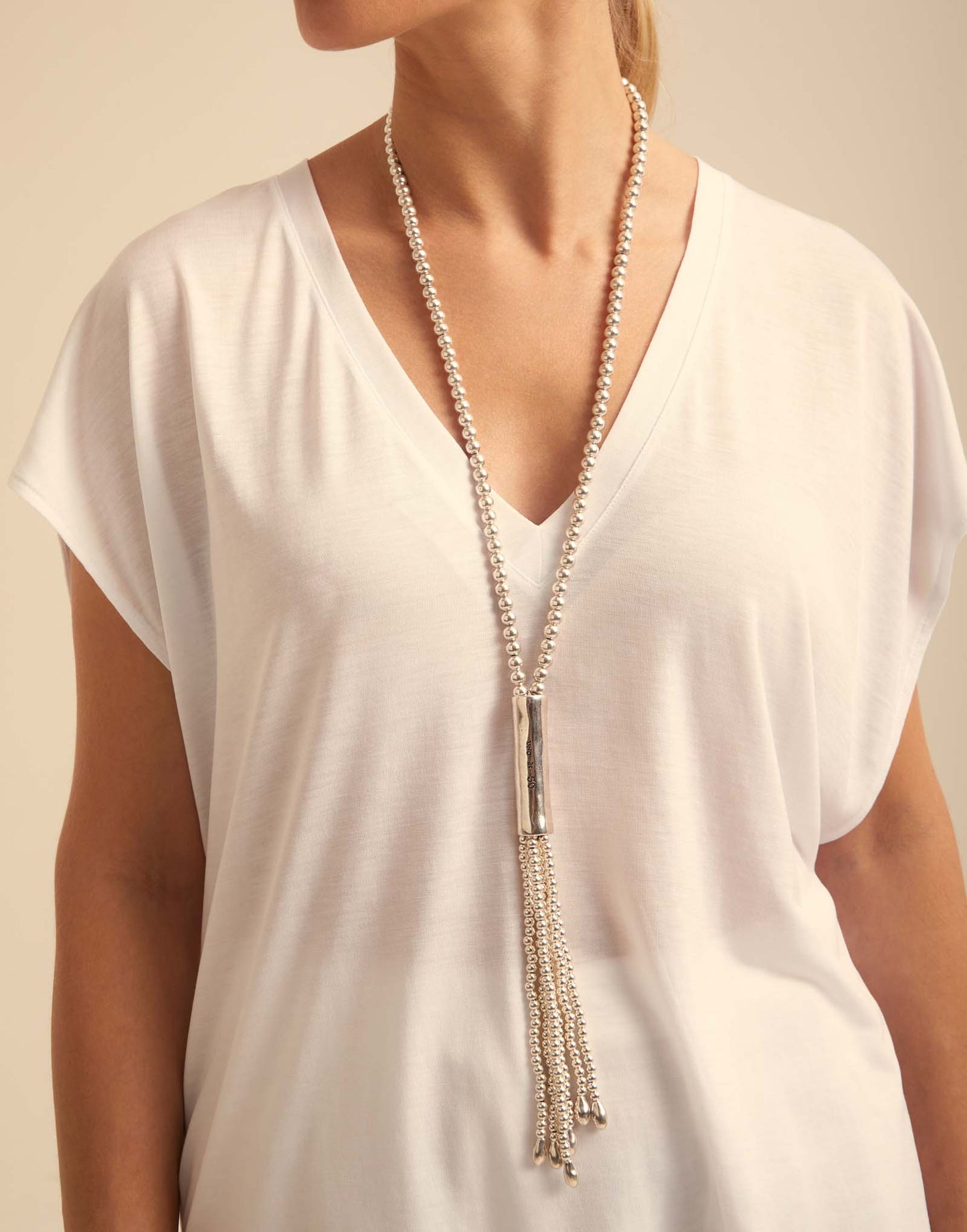 Jellyfish Necklace - Silver Tone on a model by UNOde50