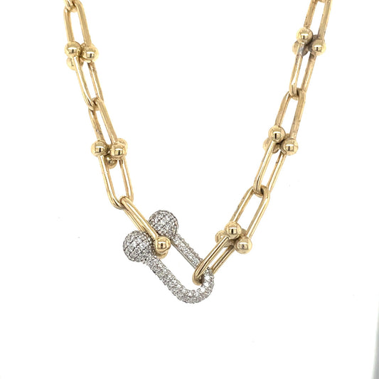 14k Yellow Gold Paper Clip Chain With Diamonds