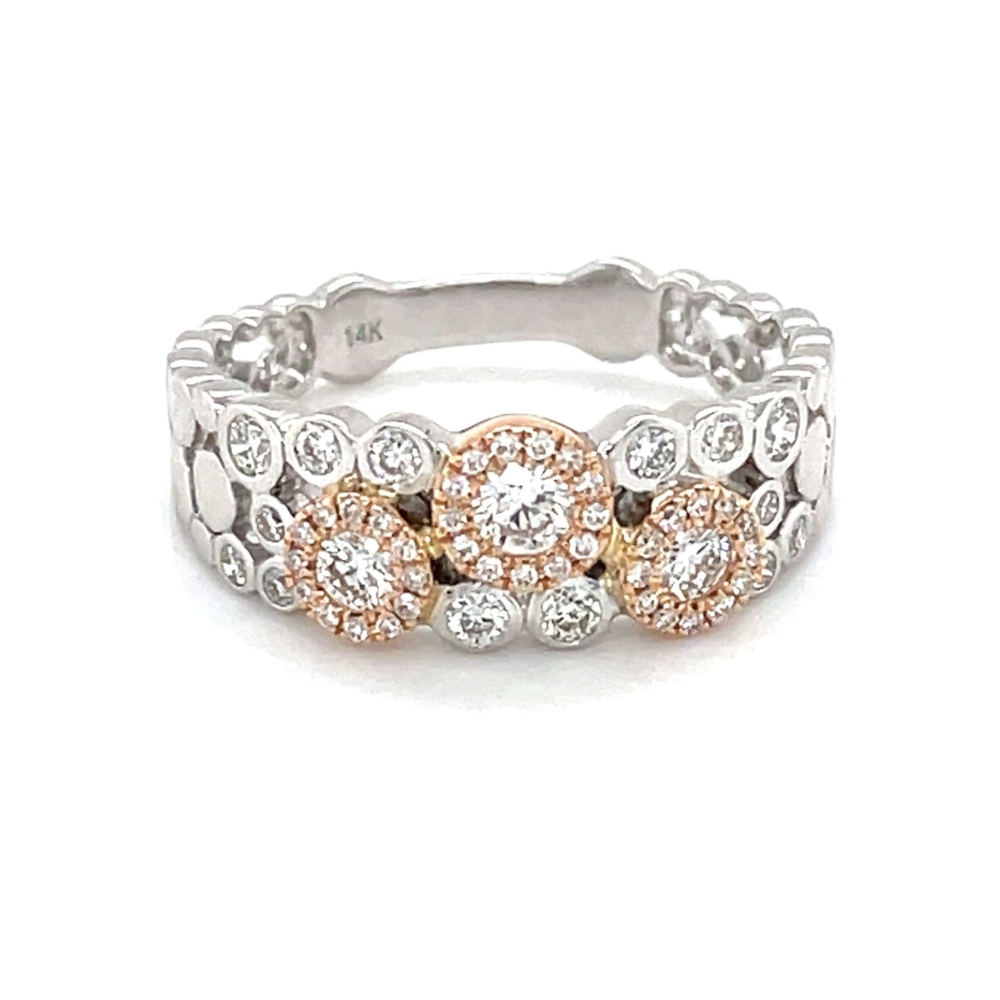 14k White And Rose Gold Ring With Diamonds #AN-R7518D-2P