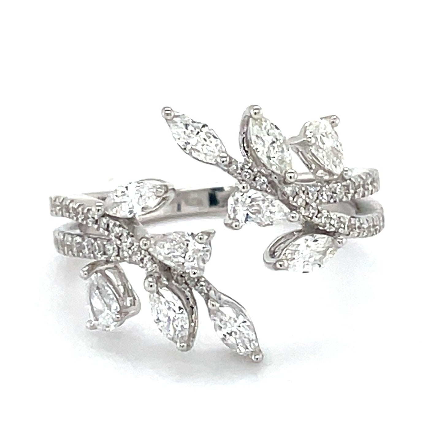 14k White Gold Ring With Diamonds #AN-R12811DWN