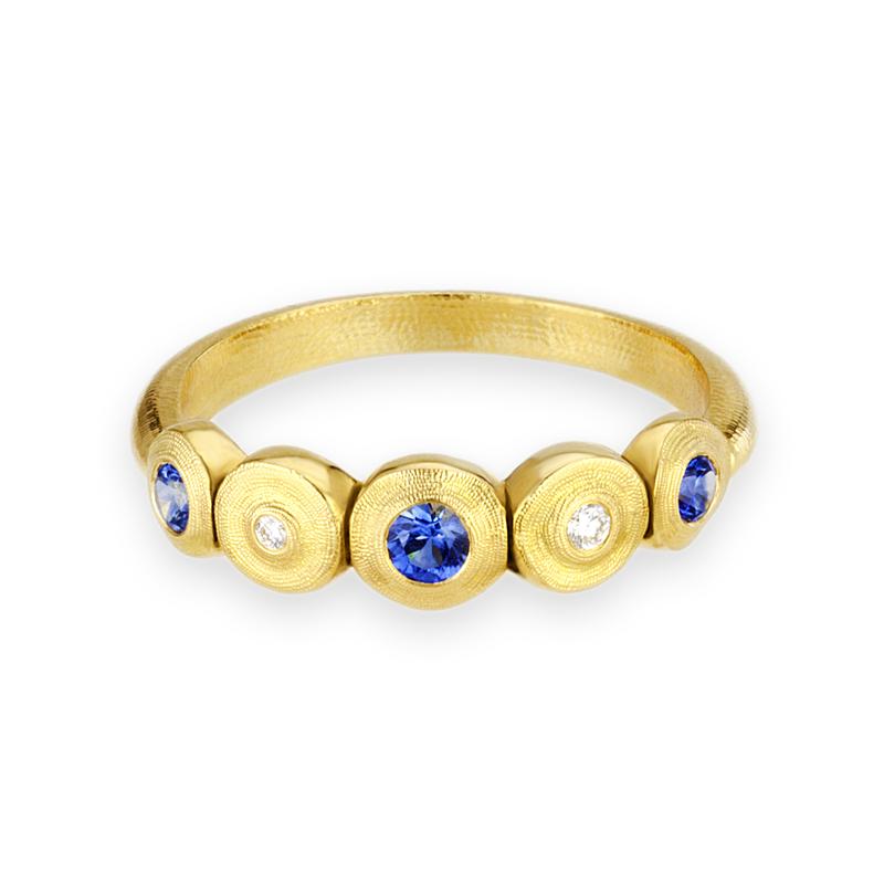 r210s alex sepkus five seed ring 18k yellow gold sapphire diamond