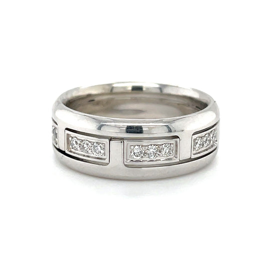 14k White Gold Band With Diamonds #6521 designed by Michael's Custom Jewelers on Cape Cod