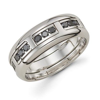 men's handmade band 14k white gold black diamond michael's jewelry cape cod jeweler provincetown