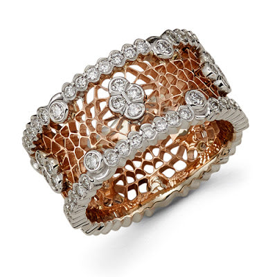 Handmade Band - 18k Rose/White Gold with Diamonds #6560