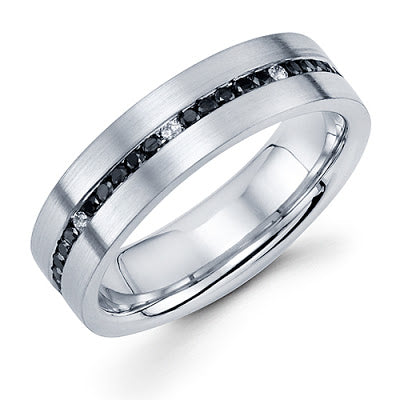 Men's Handmade Band - 14k Gold/Black&White Diamonds #6228