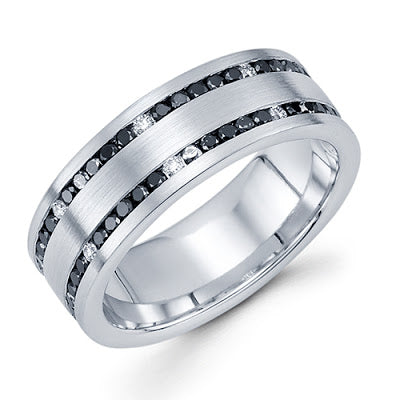 14k white gold black white diamonds handmade men's band michael's jewelry cape cod jeweler provincetown