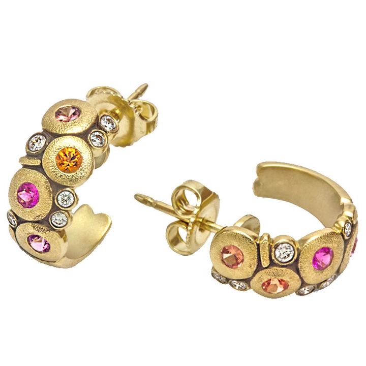 E-122S alex sepkus candy earrings sapphire mix 18k yellow gold