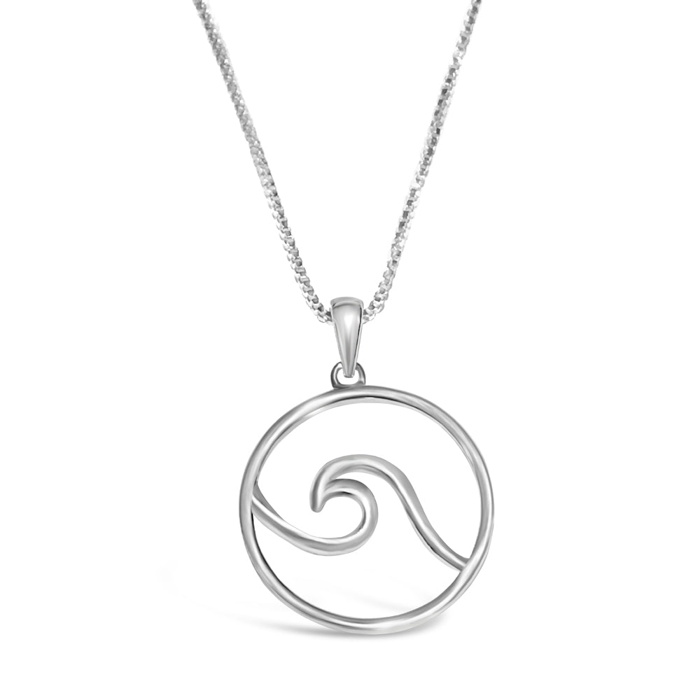 Wave necklace sterling silver large nautical pendant wave made on cape cod