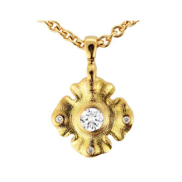 m-102 Alex sepkus leaflet necklace 18k yellow gold diamond quatrefoil