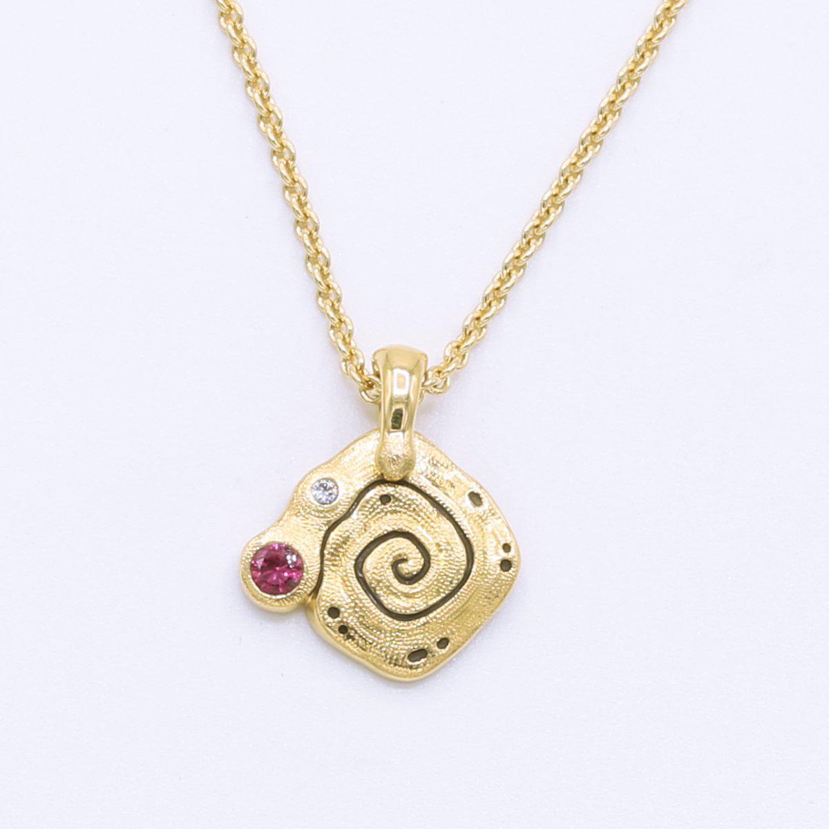 Flora Pendant Necklace - 18k Gold/Ruby M-106