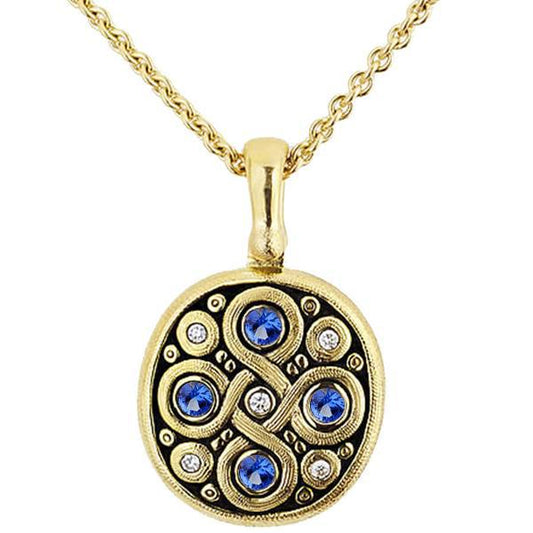 M-73S Alex Sepkus Celtic Spring Sapphire necklace 18k yellow gold