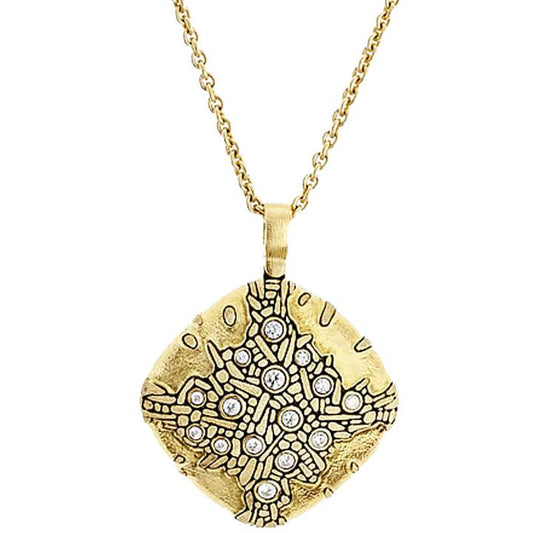 Cushion Pendant Necklace - 18k Gold/Diamonds M-82