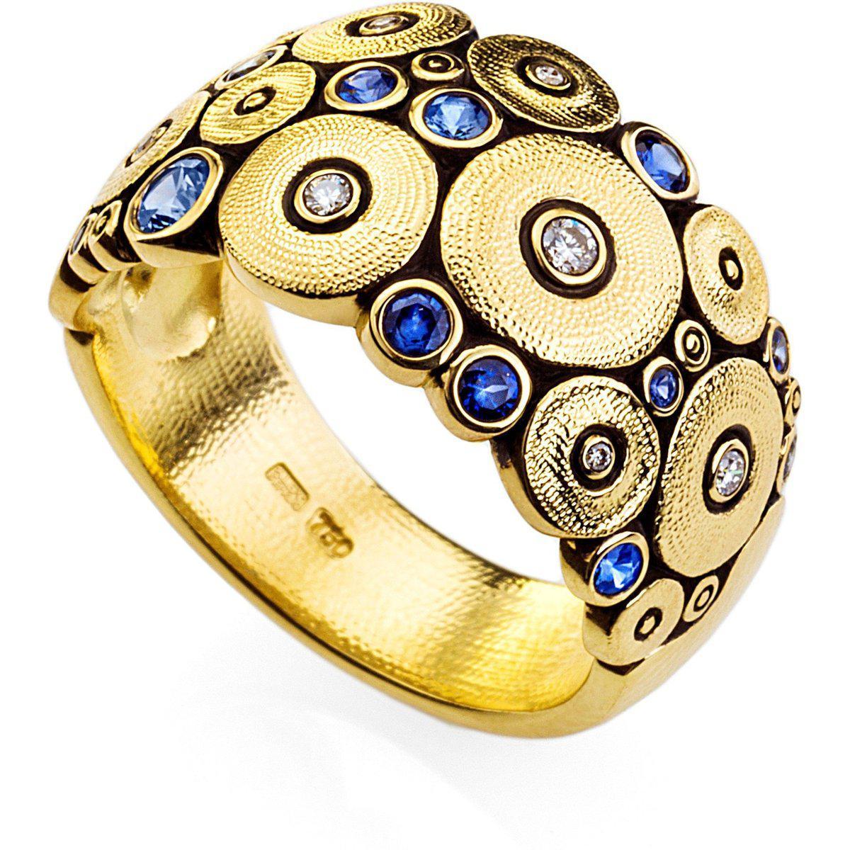 alex sepkus r 110s gold diamond sapphire band ocean ring