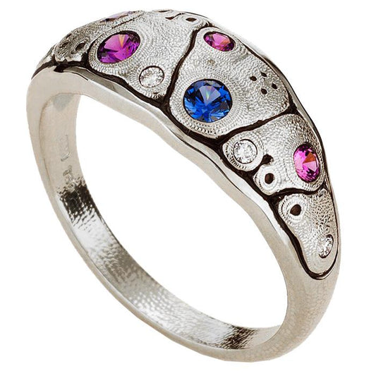 R-203PS Alex Sepkus Anna Dome Ring platinum blue purple sapphire mix