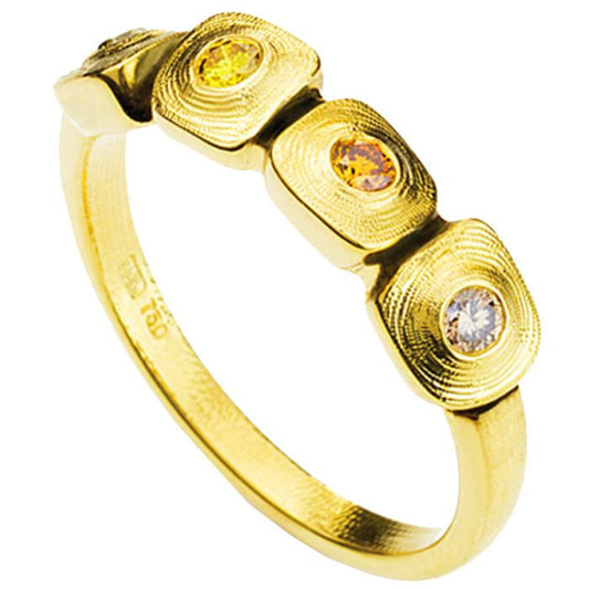 Dancing Squares Ring - 18k Yellow Gold/Natural Color Diamonds R-212DC