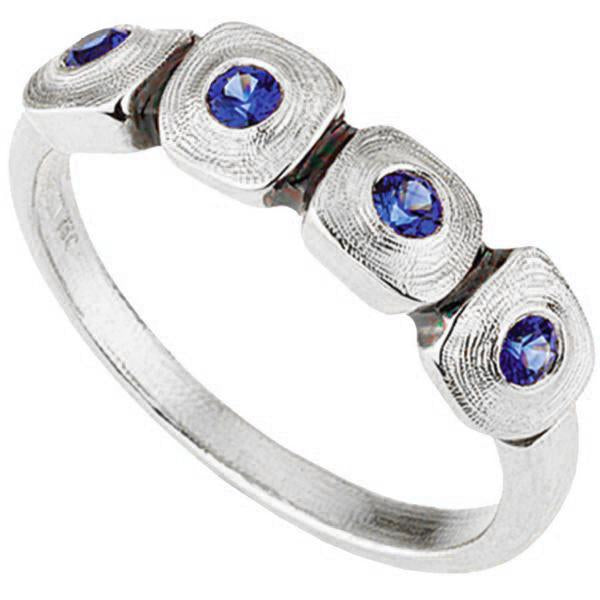 R-212PS Dancing Squares Ring platinum sapphires Alex Sepkus design