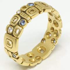 Little Windows Band - 18k Gold/Sapphire/Diamond R-118S