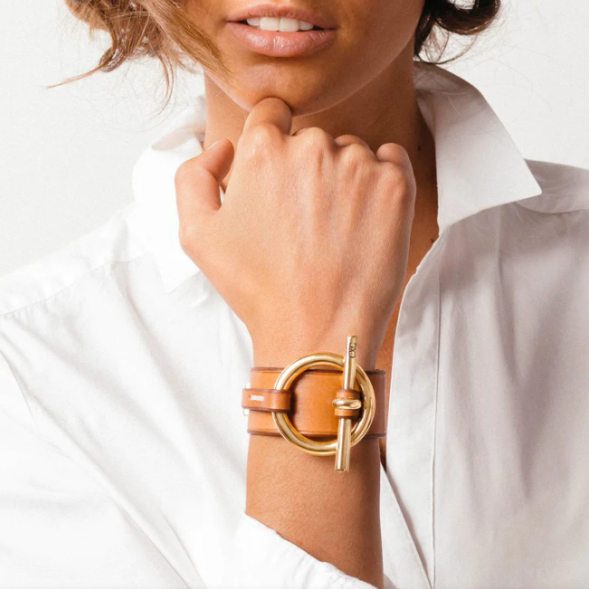 CXC B0109ORO Bracelet - Made In Spain, gold tone leather bracelet