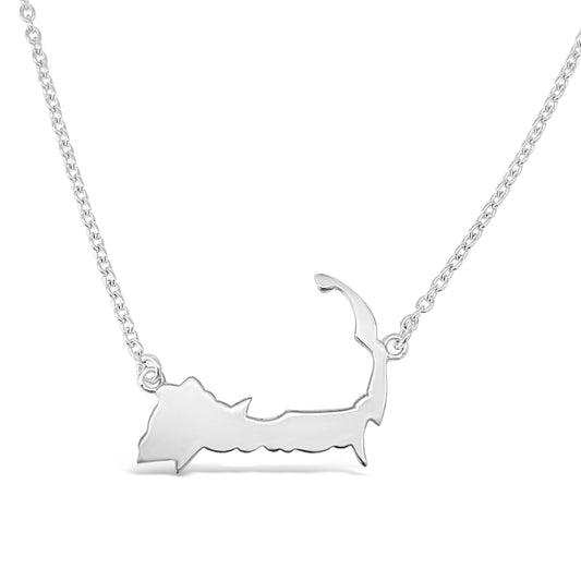 Cape Cod map sterling silver necklace, cape cod map outline