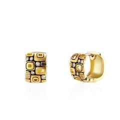 Little Windows Huggie Earrings E-83 18k yellow gold with diamonds
