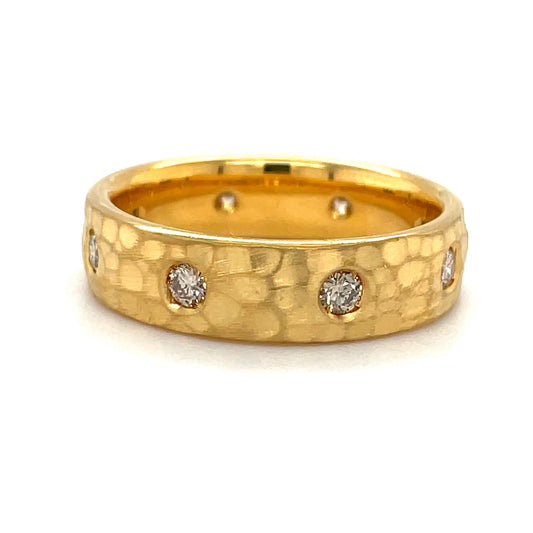 22k Yellow Gold Band With Cognac Diamonds #1952-22k