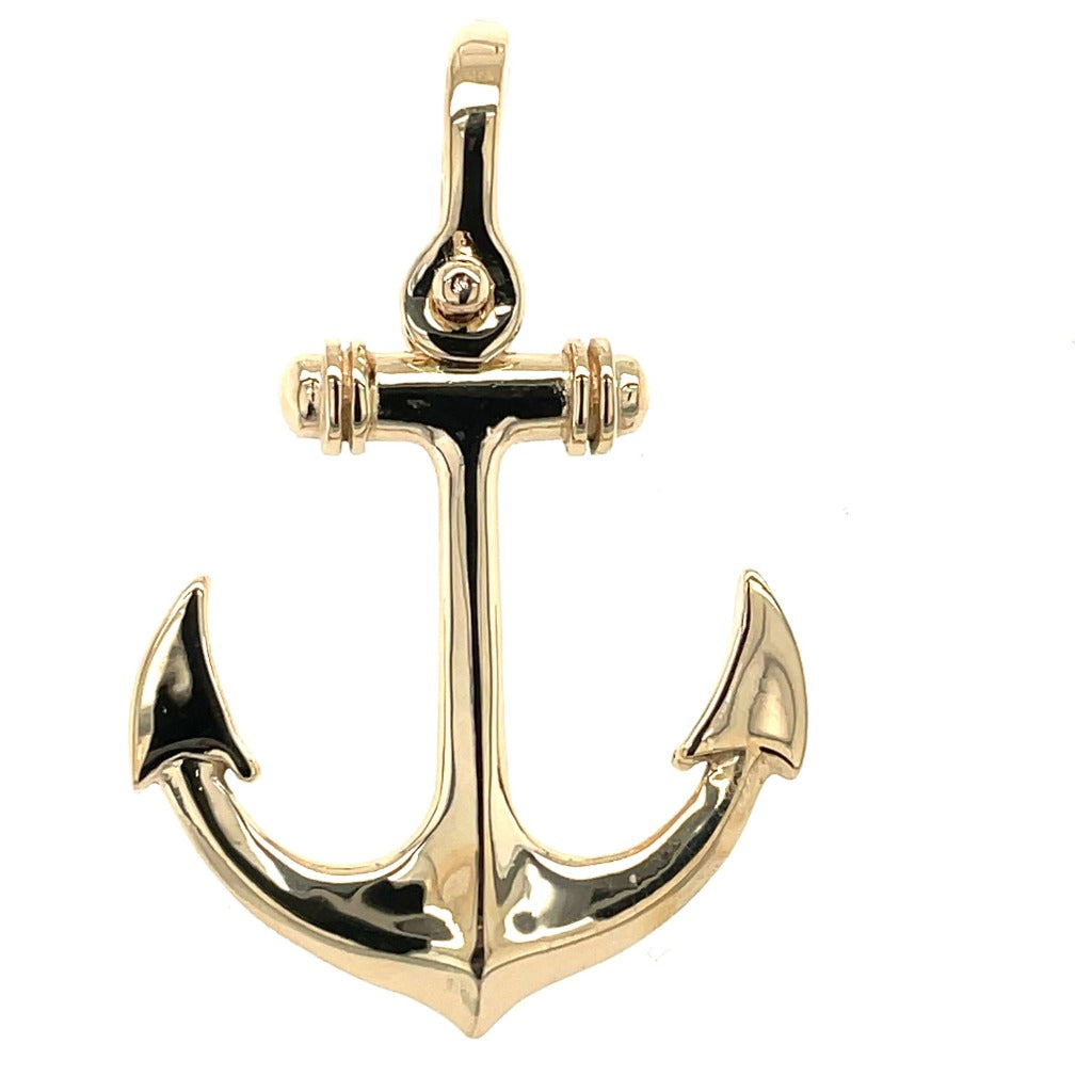 14k Gold Large Nautical Anchor Pendant #21201 – Michael's Custom