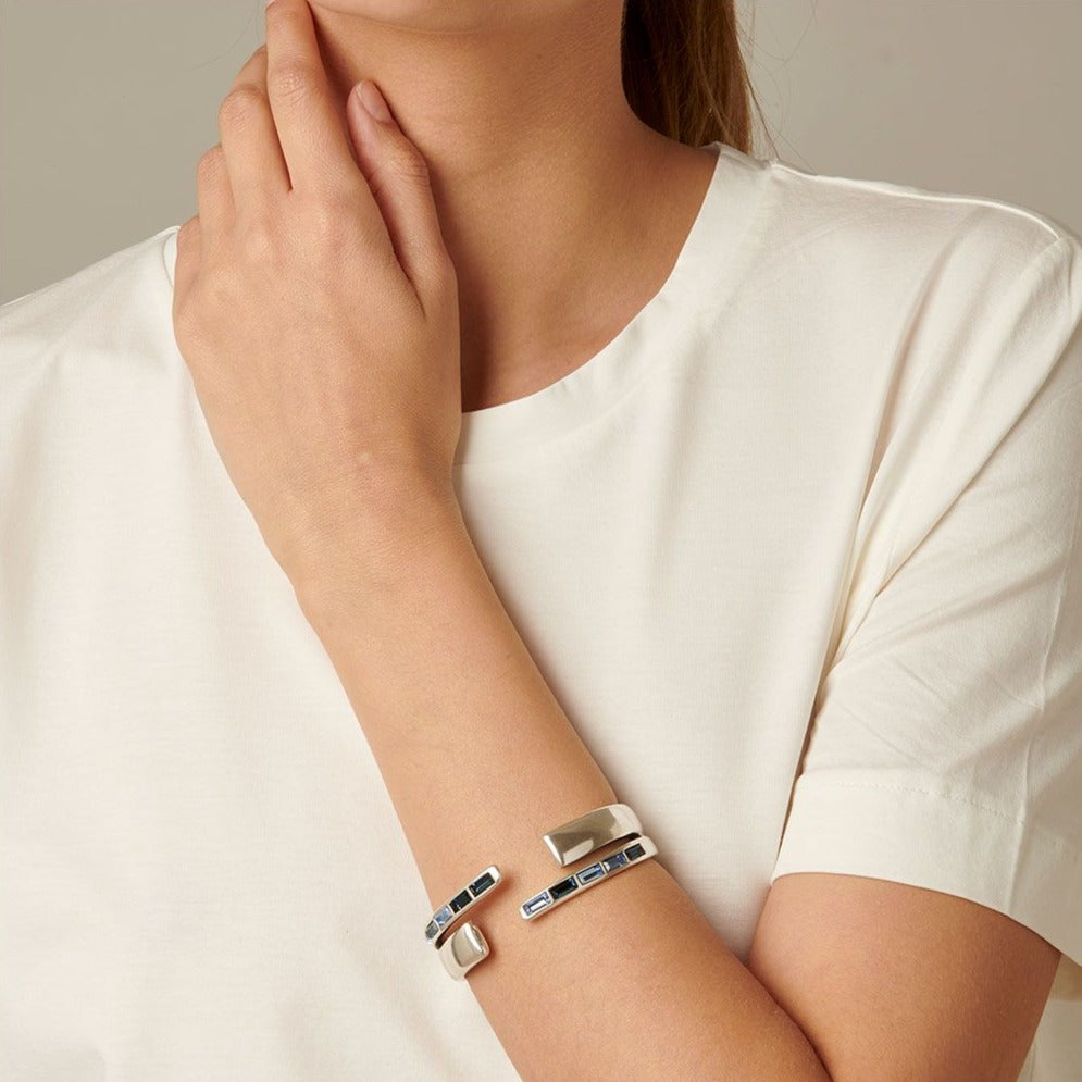 nightbird wrap bracelet with blue crystals unode50