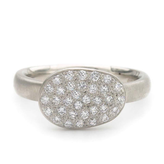 Anne Sportun Pebble ring pave set diamonds on 14k white gold disc