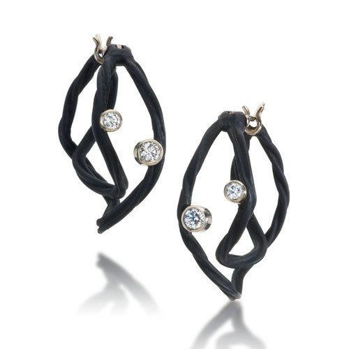 sarah graham cover earrings black cobalt chrome with 18k white gold