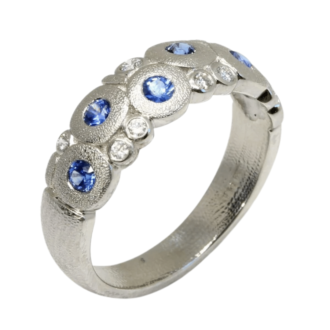 Candy Dome Ring - Platinum Sapphire/Diamond R-122PS