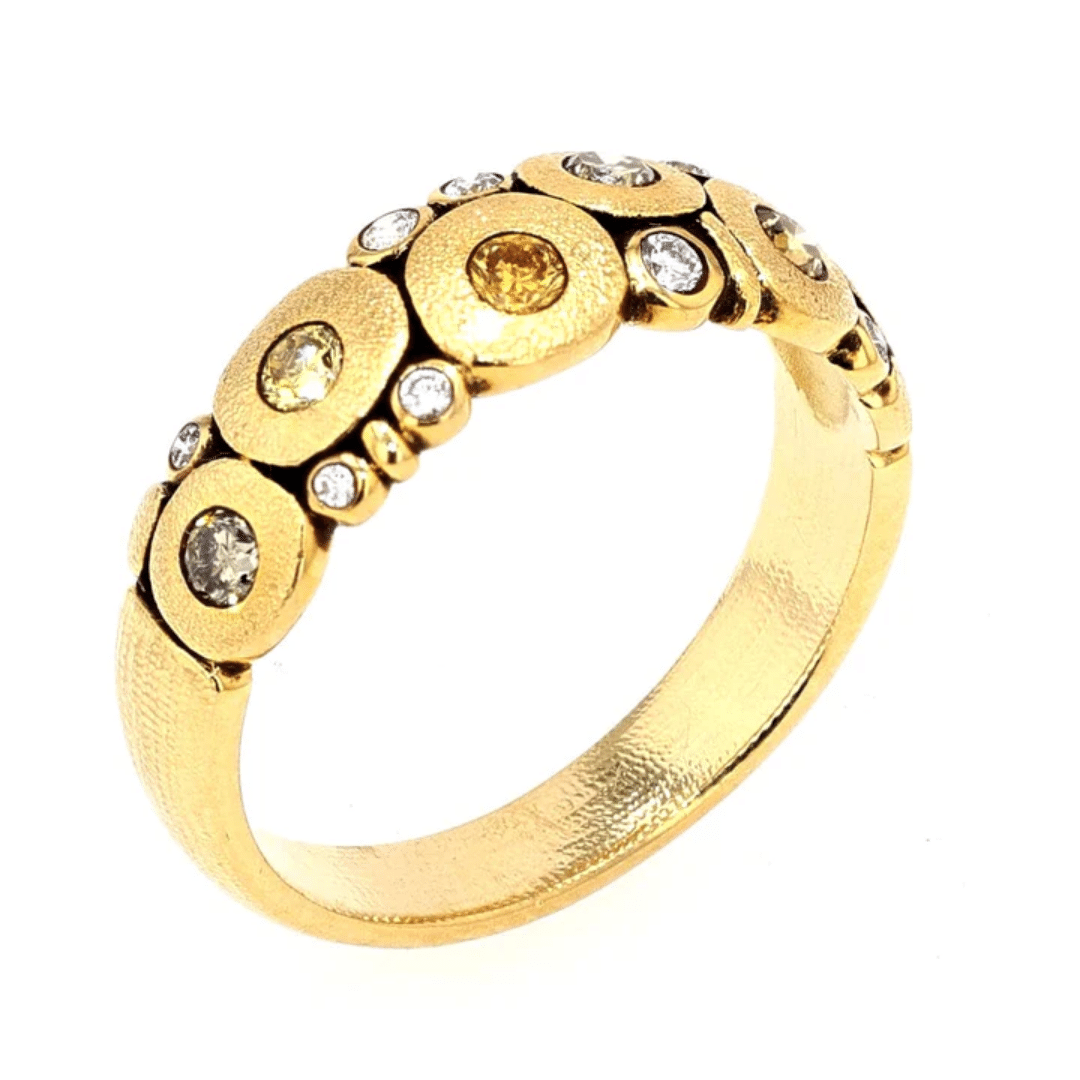 Alex Sepkus Candy Dome Ring - R-122DC 18k yellow gold with natural colored diamonds