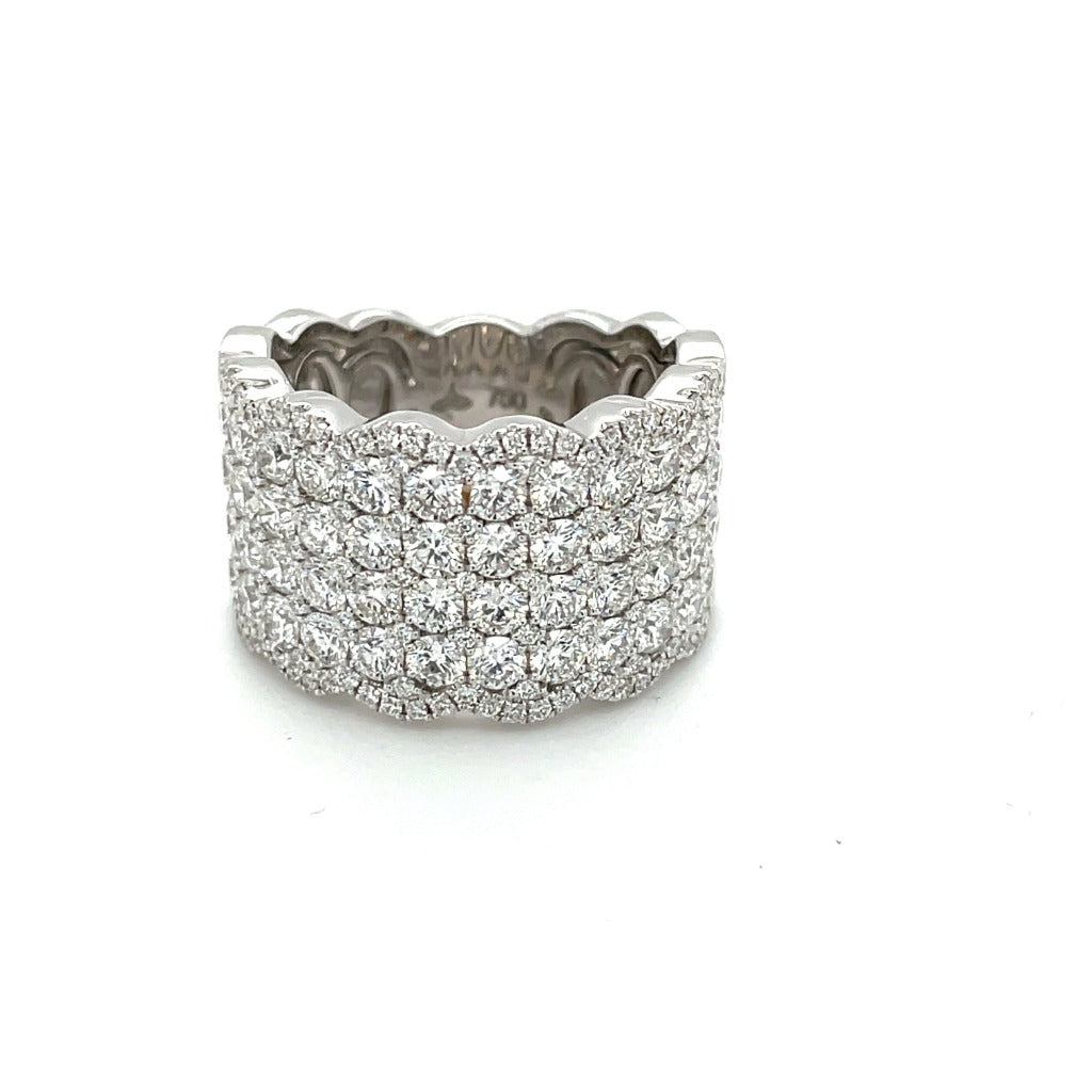 Wide Scalloped Ring With Diamonds