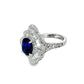 18k white gold ring with 3ct ceylon blue sapphire and white diamonds, oval sapphire ring