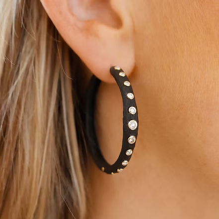 sarah graham pebble bold diamond hinged hoop earrings 