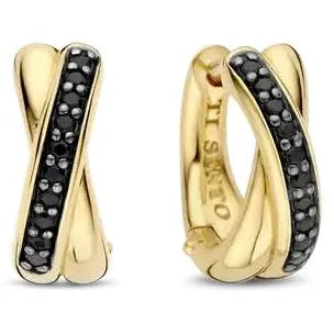 ti sento gold vermeil hoop earrings with black cz
