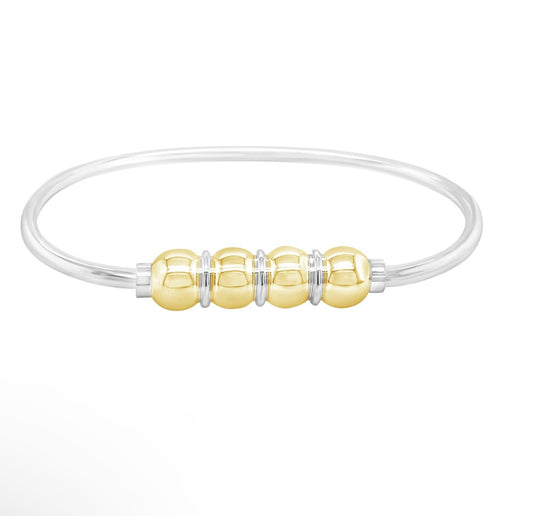 14 yellow gold and sterling silver 4 ball cape cod bracelet 