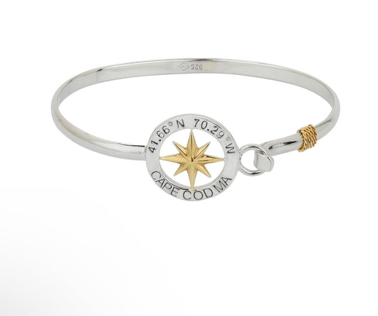 cape cod compass bracelet 925 sterling silver and gold filled
