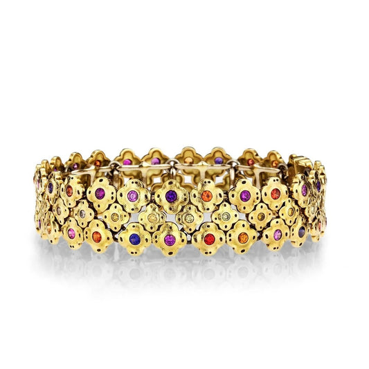 18k yellow gold with diamonds and sapphires, Flora bracelet designed by Alex Sepkus B51SDC