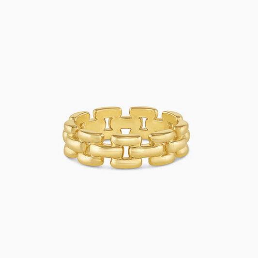 hard link ring 14k gold vermeil and 925 silver link band