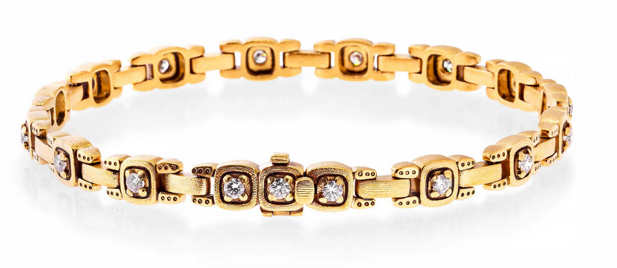 B29d alex sepkus path bracelet made of 18k yellow gold and diamonds