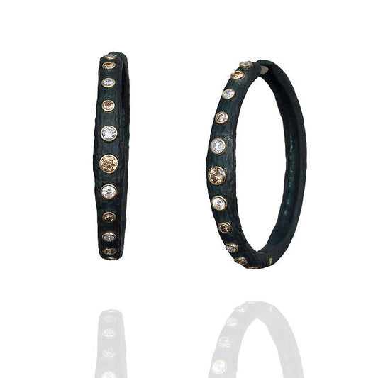 sarah graham pebble bold diamond hinged hoop earrings 
