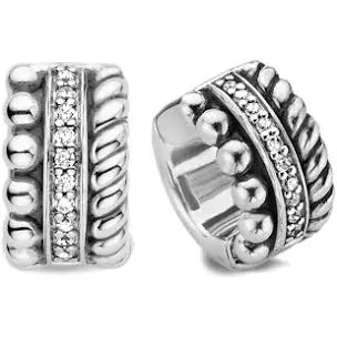 italian silver hoops 925 sterling silver beaded design with cx accents